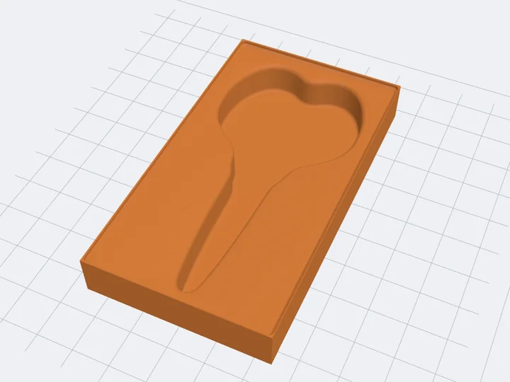 3D model of a bin with a scissors-shaped pocket